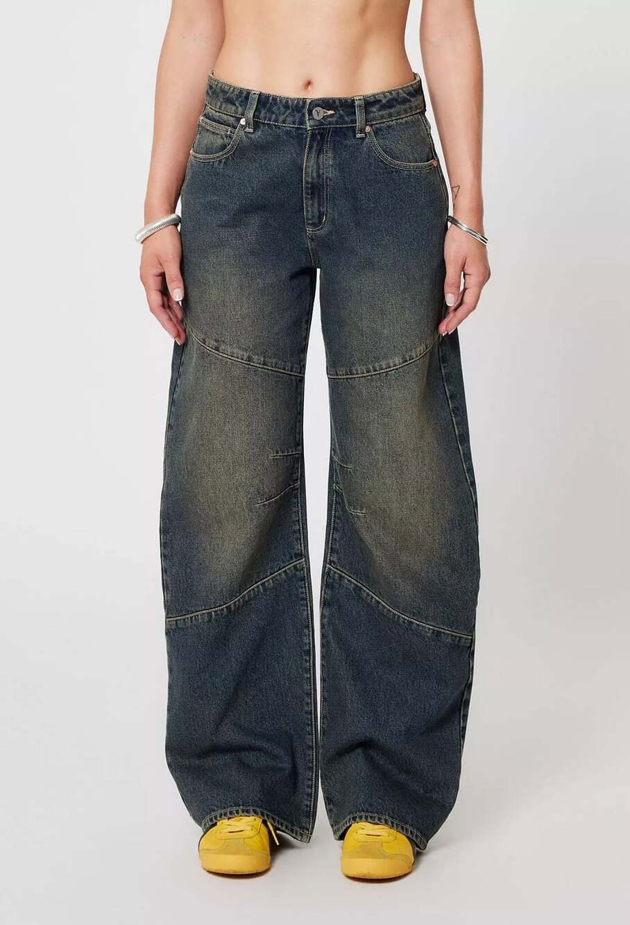 Abrand Jeans 95 Mid Baggy Paneled Low Rise Jeans Size 25